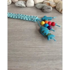 Schlüsselanhänger mit Kreuz, Fisch und bunten Perlen