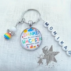 Schlüsselanhänger mit Name und  Perlenengel - Danke, dass Du mir beim Wachsen geholfen hast - Erzieher(in)
