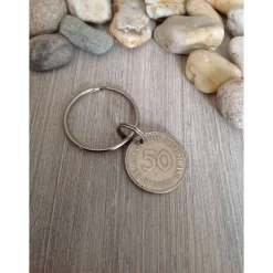 Schlüsselring mit einem 50-Pfennig Stück / Geschenk zum 50. Geburtstag / Jubiläum