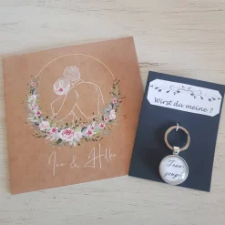 Schlüsselsanhänger Brautführerin oder BrautfühHochzeit schwarz weiß Cabochon silberfarbe Fassung 25mm lustiges Geschenk