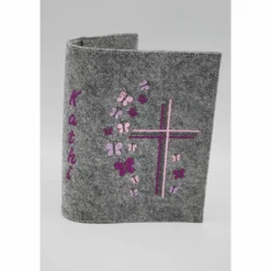 Schmetterling und Kreuz Gebetbuch Hülle Geschenk Kommunion Firmung Rosenkranz religiös personalisier