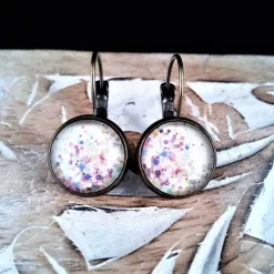 Schmuck Konfetti Ohrstecker, Ohrringe, Ohrhänger, Ringe, Haarspangen und Armbänder mit Cabochon Geschenk für sie