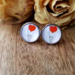 Schmuck Pärchen Valentinstag Ohrstecker, Ohrringe, Ohrhänger, Ringe, Haarspangen mit Cabochon