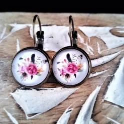 Schmuck Rosen Ohrstecker, Ohrringe, Ohrhänger, Ringe, Haarspangen und Armbänder mit Cabochon