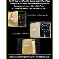 Schmuck-Schachtel 18x12,5x3cm Geschenk-Verpackung Karton für Collier Schmuckset Natur-Braun, Schwammeinlage Seidenpapier