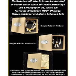 Schmuck-Schachtel 9x9x3cm Geschenk-Verpackung Karton Armband, Ohrringe, Ketten-Anhänger, Schmuckset in Hell-Natur-Braun