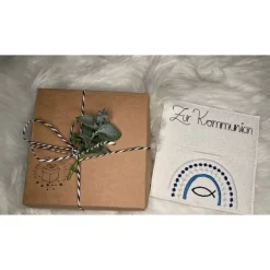 Schöne Geschenkverpackung Kommunion Taufe Konfirmation Firmung Geschenk Regenbogen Fisch Geschenkbox