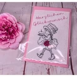 Schöne gestickte Karten Glückwunschkarte zum Geburtstag Jubiläum und feierliche Anlässe Mädchen
