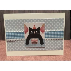 Schöne Karte mit Katze, Handarbeit mit Umschlag