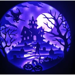 Schöne Lampe mit 3D Bild Halloween inkl. Farbwechsel Shadowbox.