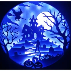 Schöne Lampe mit 3D Bild Halloween inkl. Farbwechsel Shadowbox.