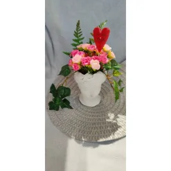 Schöne Tischdeko Dekoration haltbar m. Rosenstrauss 20cm