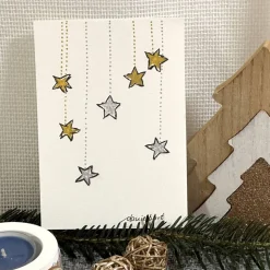 Schöne Weihnachtskarte mit Sternen - handgemalte Karte (A6) mit hochwertigen Aquarellfarben