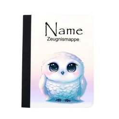 Schneeeule Zeugnismappe personalisiert | Zeugnismappe | Zeugnismappe mit Namen | Urkundenmappe