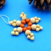 Schneeflocke aus Holzperlen, natur + orange, Design B, Weihnachtsdeko, Advent, Dekoration, Geschenkanhänger, Baumschmuck