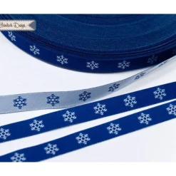 Schneeflocken Webband blau/weiß 9mm