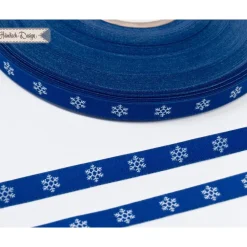 Schneeflocken Webband blau/weiß 9mm