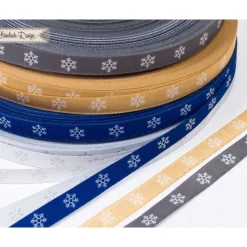 Schneeflocken Webband gold/weiß 9mm