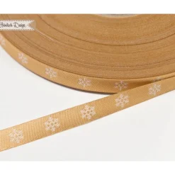 Schneeflocken Webband gold/weiß 9mm