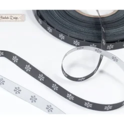 Schneeflocken Webband grau/weiß 9mm
