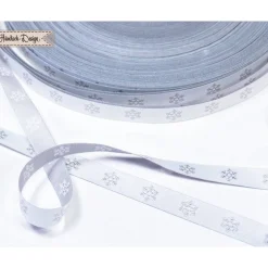 Schneeflocken Webband weiß/silber 9mm