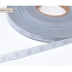 Schneeflocken Webband weiß/silber 9mm