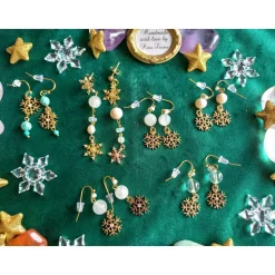 SCHNEEFLOCKEN-Ohrringe AQUAMARIN APATIT JADE Edelstein Geburtsstein MÄRZ WASSERMANN FISCHE JUNGFRAU WAAGE Winter Schmuck