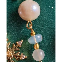 SCHNEEFLOCKEN-Ohrringe MONDSTEIN Welo-OPAL PERLE Geburtsstein JUNI OKTOBER KREBS Winter Braut Schmuck teilw. vergoldet