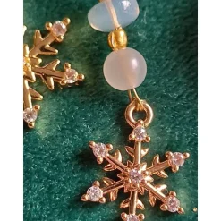 SCHNEEFLOCKEN-Ohrringe MONDSTEIN Welo-OPAL PERLE Geburtsstein JUNI OKTOBER KREBS Winter Braut Schmuck teilw. vergoldet