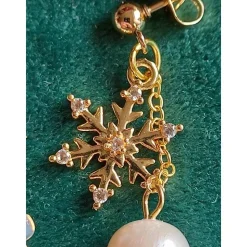 SCHNEEFLOCKEN-Ohrringe MONDSTEIN Welo-OPAL PERLE Geburtsstein JUNI OKTOBER KREBS Winter Braut Schmuck teilw. vergoldet