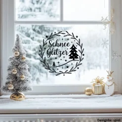 Schneeglitzer Winter Aufkleber Fensterbild für die Weihnachts- und Adventszeit