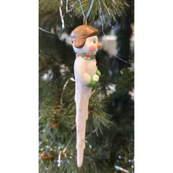 Schneemann - Eiszapfen - Weihnachtsbaumschmuck aus Keramik -