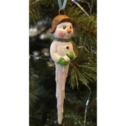 Schneemann - Eiszapfen - Weihnachtsbaumschmuck aus Keramik -