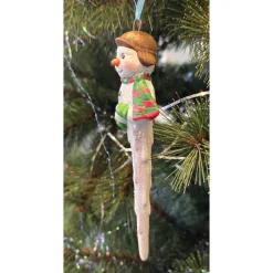 Schneemann - Eiszapfen - Weihnachtsbaumschmuck aus Keramik -