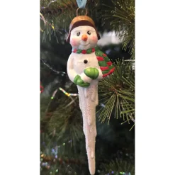 Schneemann - Eiszapfen - Weihnachtsbaumschmuck aus Keramik -