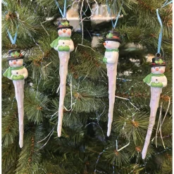 Schneemann - Eiszapfen - Weihnachtsbaumschmuck aus Keramik -