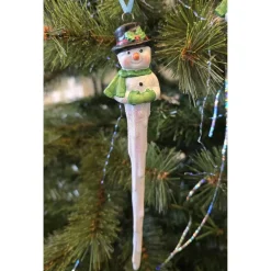 Schneemann - Eiszapfen - Weihnachtsbaumschmuck aus Keramik -