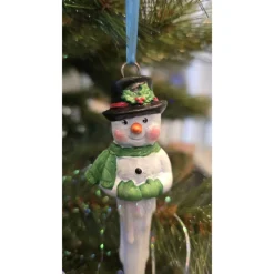 Schneemann - Eiszapfen - Weihnachtsbaumschmuck aus Keramik -