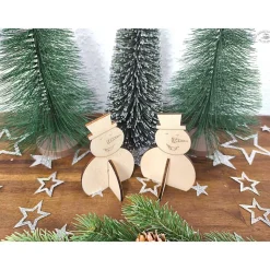 Schneemann aus Holz, steckbar (2er-Set)