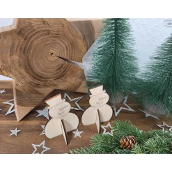 Schneemann aus Holz, steckbar (2er-Set)