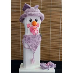 Schneemann BABY-GIRL SNOWMAN Geschenk  zur Taufe Geburt Mitbringsel zur Babyparty Kinderzimmerdeko