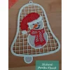 Schneemann in Glocke, gestickt