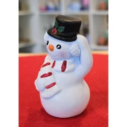 Schneemann mit Hut und Schal - Keramik - Sammelfigur - Winterdekoration -