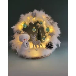 Schneemann mit Reh in Eisblau / Silber , Sofortkauf, Geschenk, Weihnachten