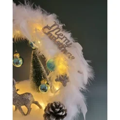 Schneemann mit Reh in Eisblau / Silber , Sofortkauf, Geschenk, Weihnachten