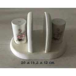 Schönes HolzSet, für Serviettenständer, Salz - und Pfefferstreuer, Shabby-Style Vintage  Unikat