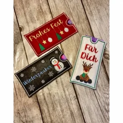 Schokohülle Weihnachten aus Filz, Geschenkverpackung, Schokoladenhülle Weihnachten, Tafel Schokolade, Kleinigkeit