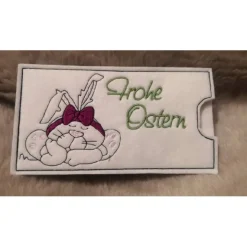 Schokoladenhülle aus Filz bestickt, rechteckig, Ostern