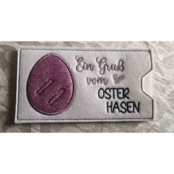 Schokoladenhülle aus Filz bestickt, rechteckig, Ostern