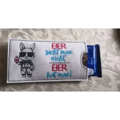 Schokoladenhülle aus Filz bestickt, rechteckig, Ostern